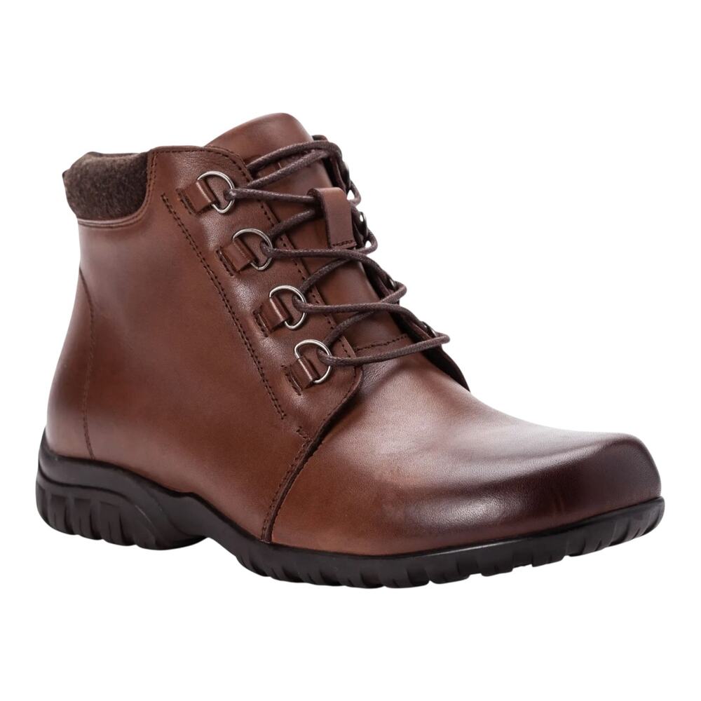 Men's Brown Leather Ankle Boot with Lace-Up Closure